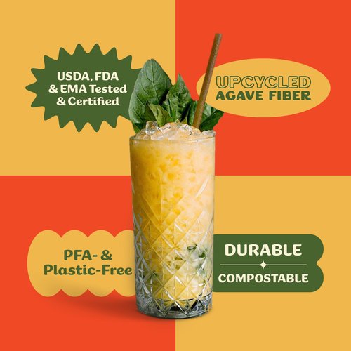 Casa Plantar Bulk | Cocktail 6" Agave Straws | 2000 count | Sustainable & Compostable Drinking Straws made from Upcycled Agave Plant Fiber | Long-Lasting, Durable Drinking Straws that Won't Get Soggy
