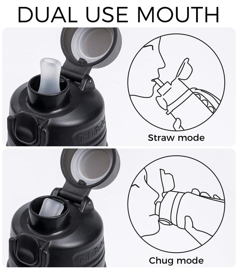 TakeToday Collapsible Water Bottles 21oz (600mL), Foldable Platinum Silicone Travel Water Bottle with Straw & Carry Strap, Leak-Resistant Screw Lid, Wide Mouth, BPA-Free for Hiking, Camping, Travel