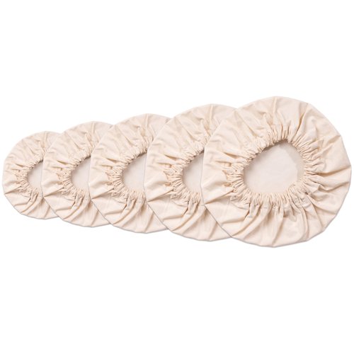 Set of 5 Linen Food Bowl Storage Covers ~ Stretchable Dish Can Lids, Fruit Vegetable Meat Preservation Fresh Keeping Bread Proofing Cover | 100% Natural Cotton and Washable
