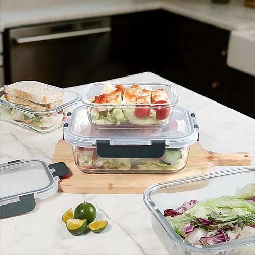 BAYZZ Glass Meal Prep Containers - 10 Pack Airtight Food Storage with Lids | Microwave, Oven, Freezer Safe