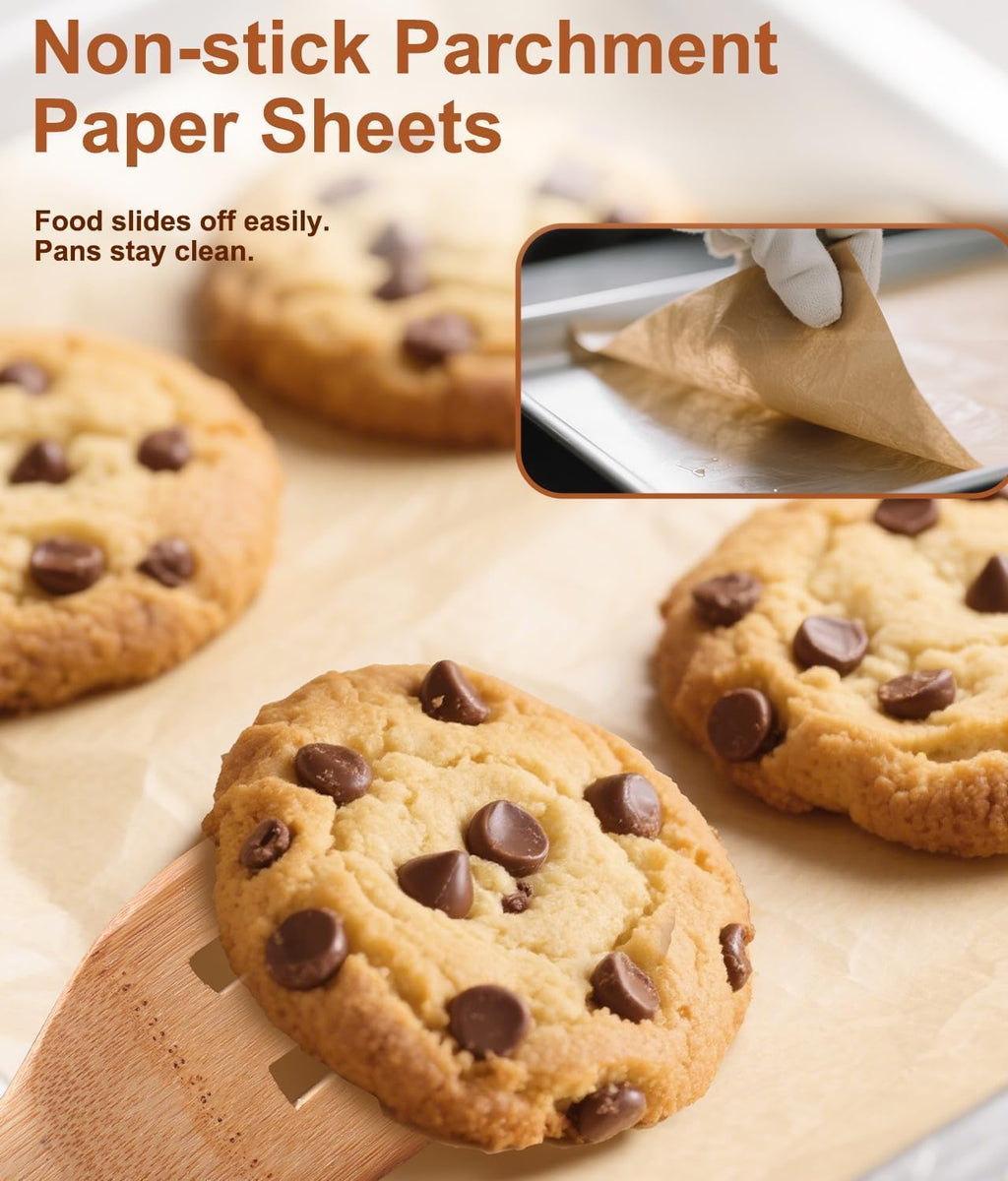 Parchment Paper Baking Sheets | 9x13IN Non-Stick Precut Sheets for Baking & Grilling - 120 Unbleached Sheets