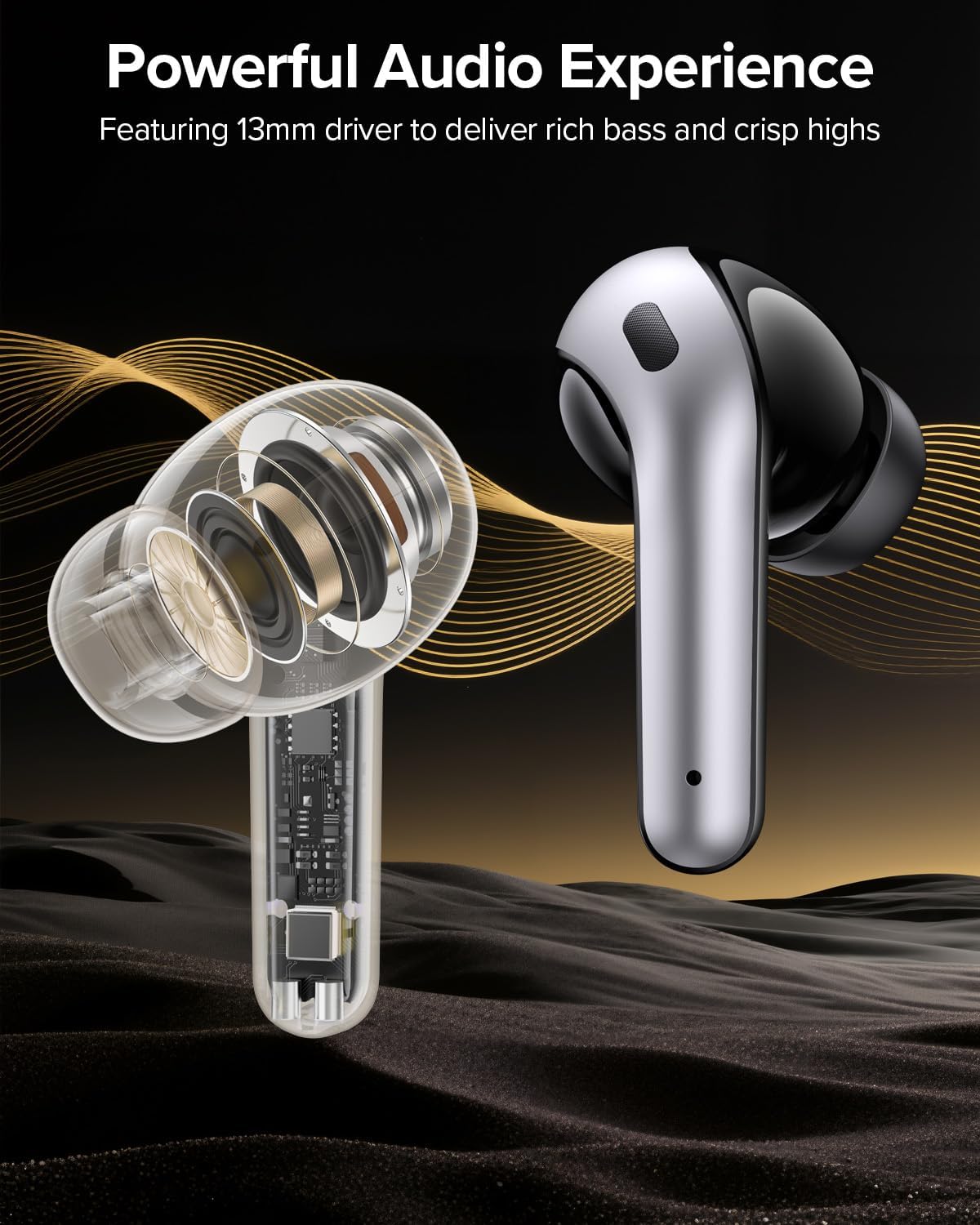 TAGRY Bluetooth Headphones - True Wireless Earbuds with 60H Playback & LED Power Display | IPX5 Waterproof, Charging Case Included