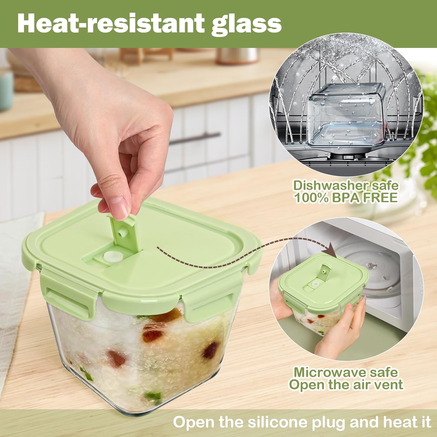 Regine Switzerland Glass Soup Containers - 32oz Borosilicate Storage with Airtight Lids | 6 Pack for Meal Prep