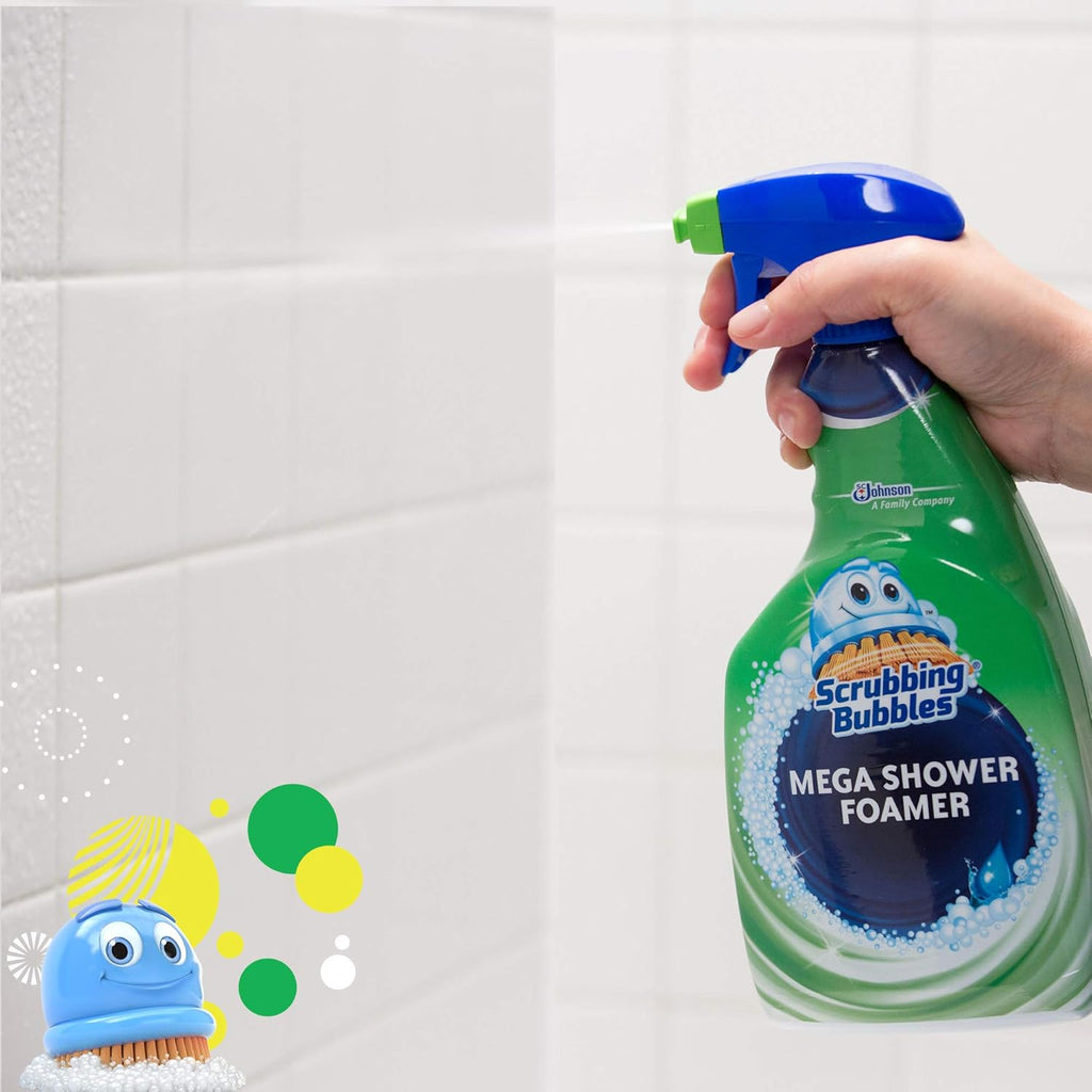 Scrubbing Bubbles Mega Bathroom Cleaner Spray - Foaming Action for Limescale & Soap Scum | 32oz Rainshower Scent