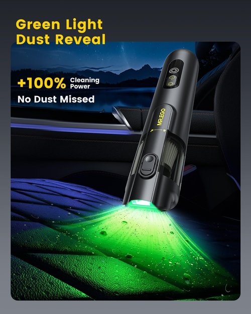 Mr.ego Handheld Car Vacuum - Portable Cordless 4-in-1 Mini Vacuum with 18500Pa Suction | Black