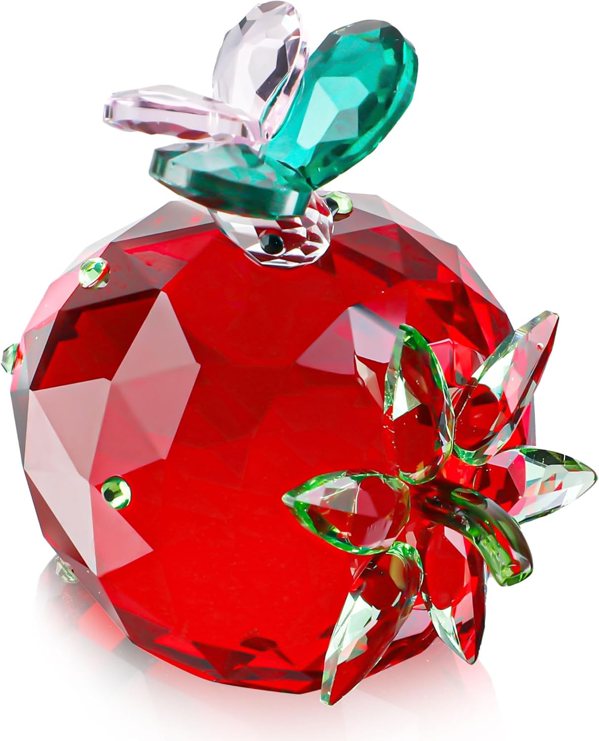 QFkris Crystal Strawberry Figurine - Mini Glass Art Collectible | Perfect Home Office Decor Gift for Mom
