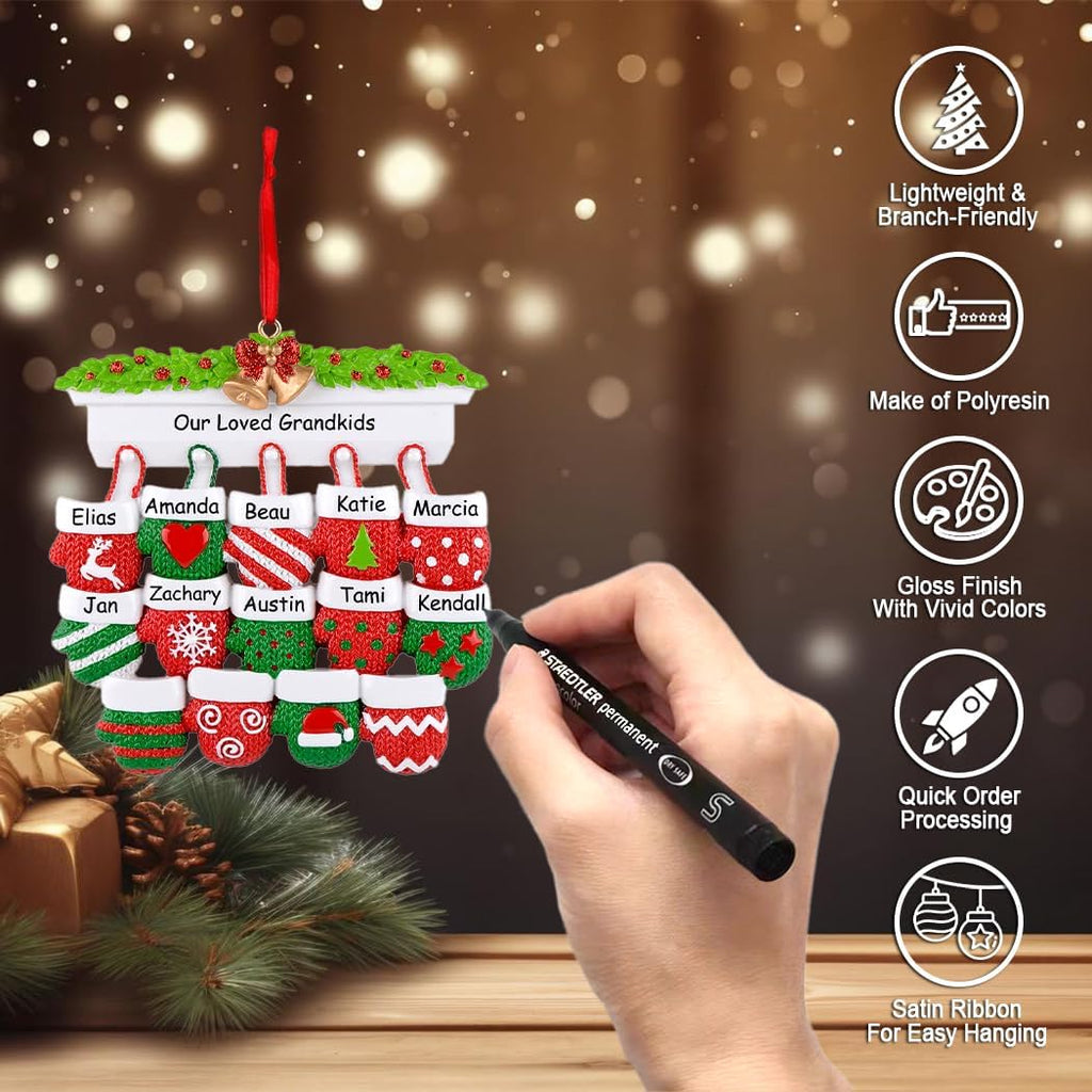 Regine Switzerland Gingerbread House Ornament - Personalized Family of 8 for 1st Christmas - Free Customization