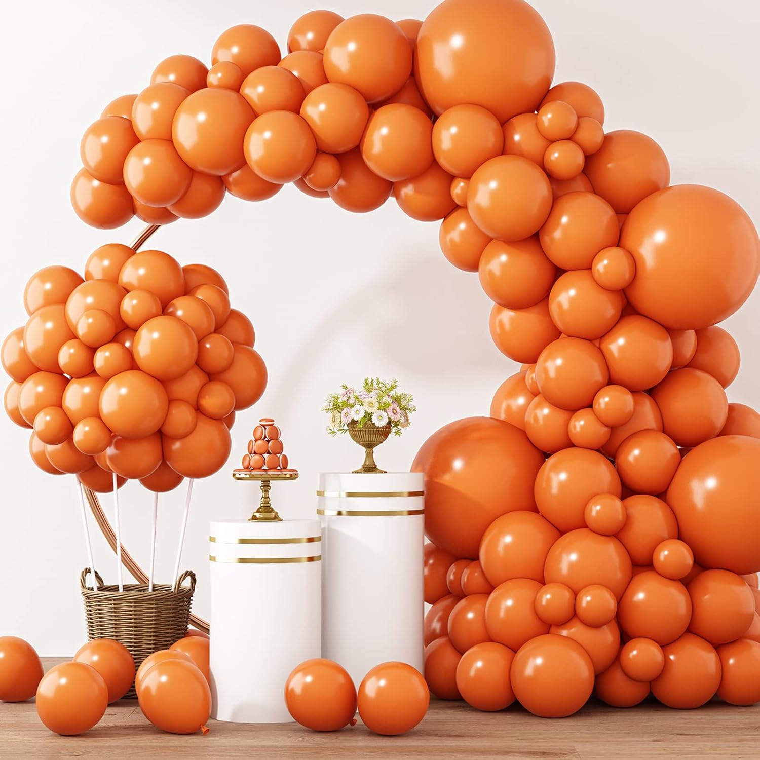 RUBFAC Orange Balloon Arch Kit - 129pcs in Various Sizes for Halloween & Thanksgiving Celebrations