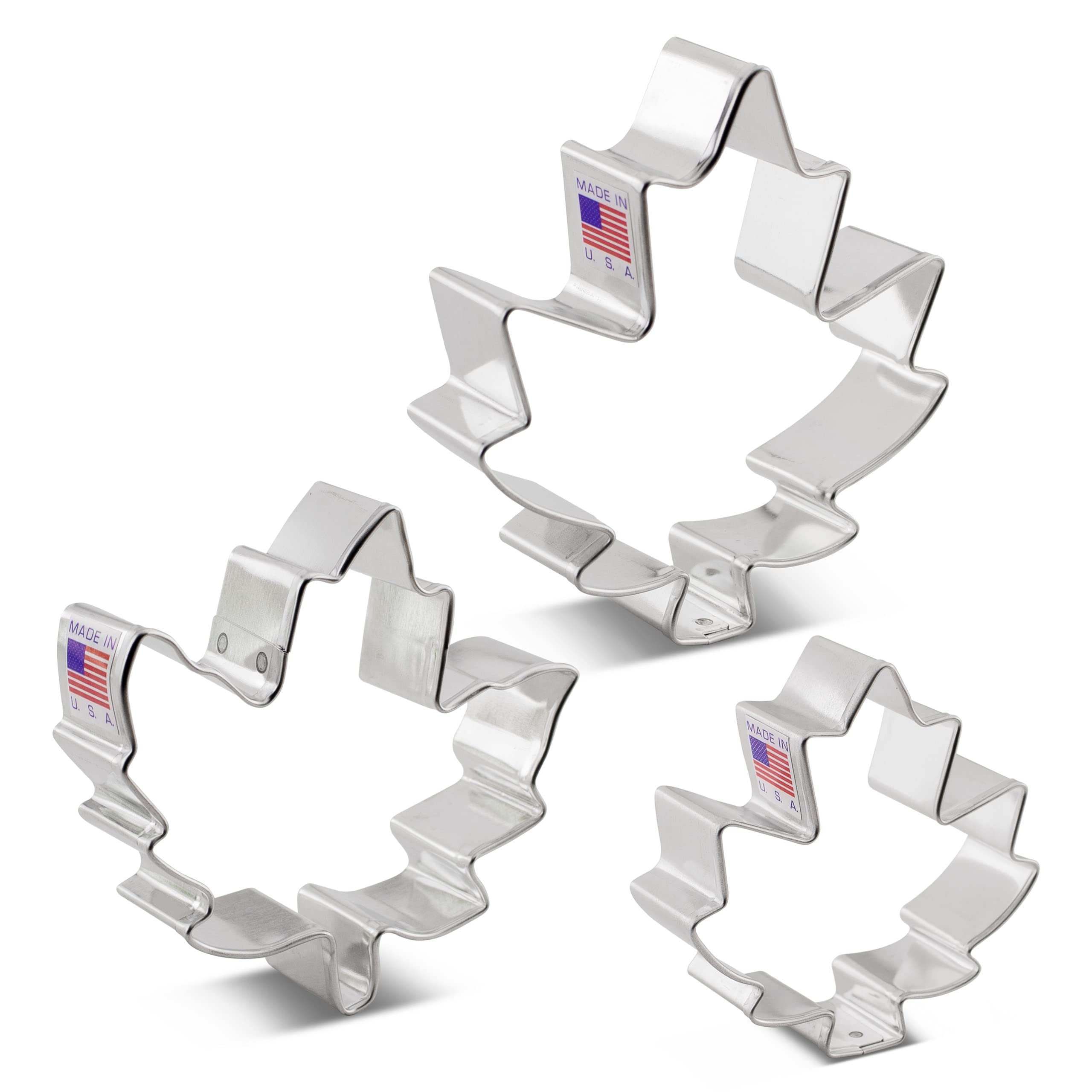 Ann Clark Maple Leaves 3-Pc. Cookie Cutter Set, Made in USA, Small, Medium and Large