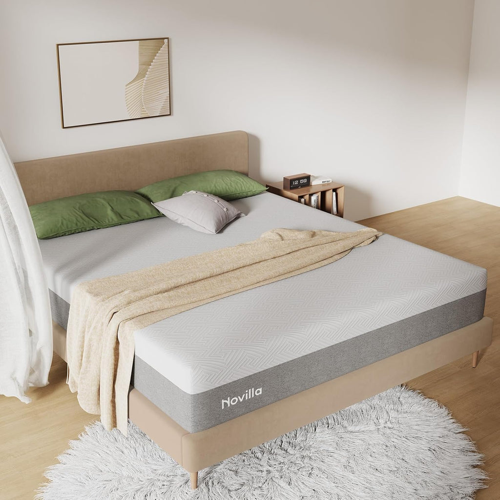 Novilla King Size Mattress - 12 Inch Gel Memory Foam for Cool Comfort & Pressure Relief | Medium Plush Feel