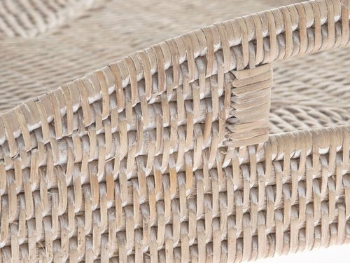 Kouboo, La Jolla Rattan Rectangular Serving Tray, 18 x 13.5 x 2 inch, White Wash
