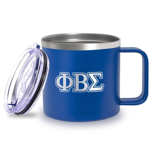 BBGreek Phi Beta Sigma Fraternity Paraphernalia - Official Vendor - 14 oz Insulated Coffee Mug - Greek Letters - Shield