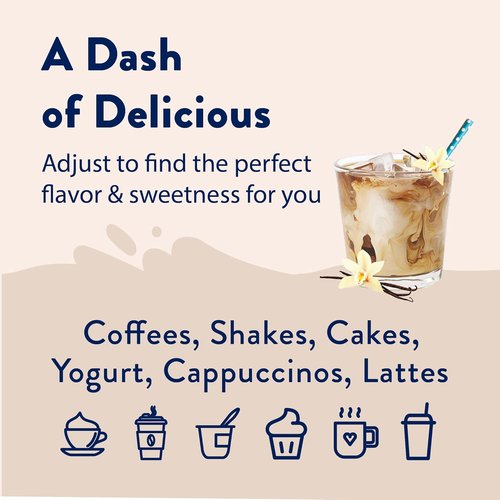 Jordan's Skinny Mixes Sugar Free Coffee Syrup - Vanilla Bean Flavoring for Lattes & Baking | 12.7 Fl Oz