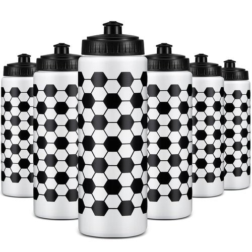 Yaomiao 50 Pcs Soccer Water Bottles Bulk 20 oz Reusable Squeeze Water Bottles Sports Ball Cup Accessories for Sports Party Team Gifts