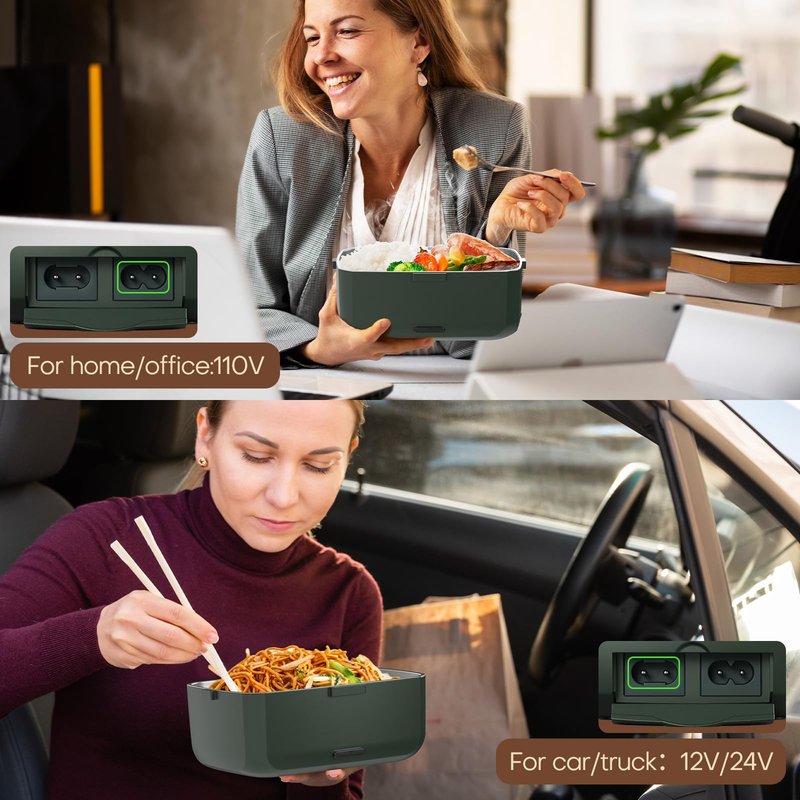 Sitlais Electric Heated Lunch Box for Men - Portable Food Warmer for Car Truck 90 W Self Heating Lunch Box for Adults Food Heater for Work Travel Camping lonchera
