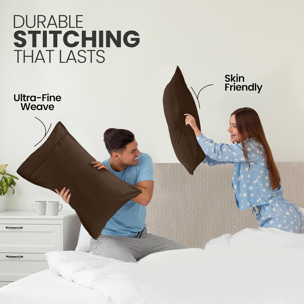 Utopia Bedding Pillow Cases - Soft Brushed Microfiber 2-Pack | Oeko-TEX Certified, 20x26 Inches (Brown)