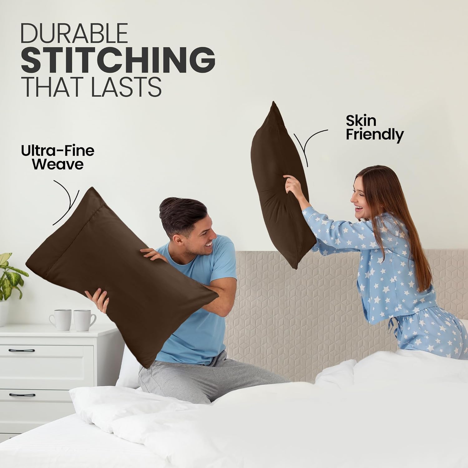 Utopia Bedding Pillow Cases - Soft Brushed Microfiber 2-Pack | Oeko-TEX Certified, 20x26 Inches (Brown)