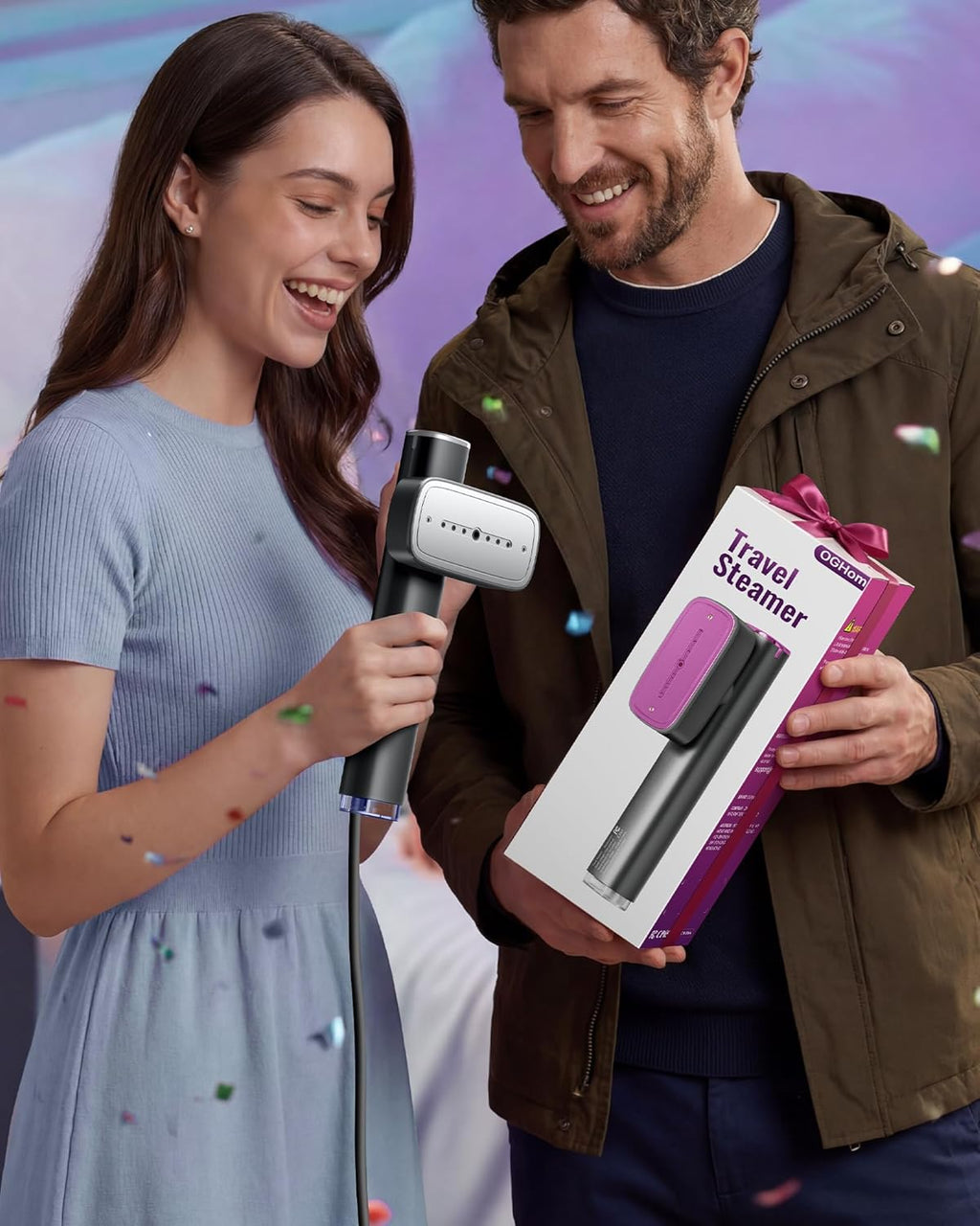 OGHom Portable Handheld Clothes Steamer - 1000W Powerful 2-in-1 Travel Iron | Fast 30s Heat-Up, Black