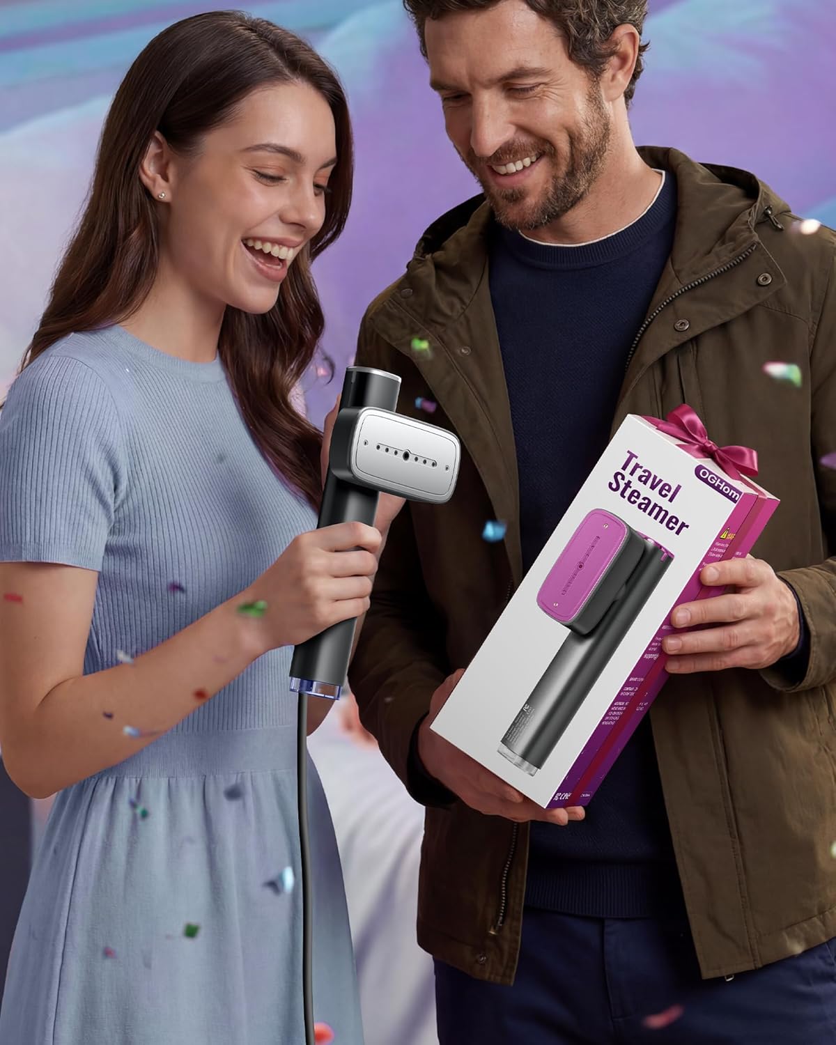OGHom Portable Handheld Clothes Steamer - 1000W Powerful 2-in-1 Travel Iron | Fast 30s Heat-Up, Black