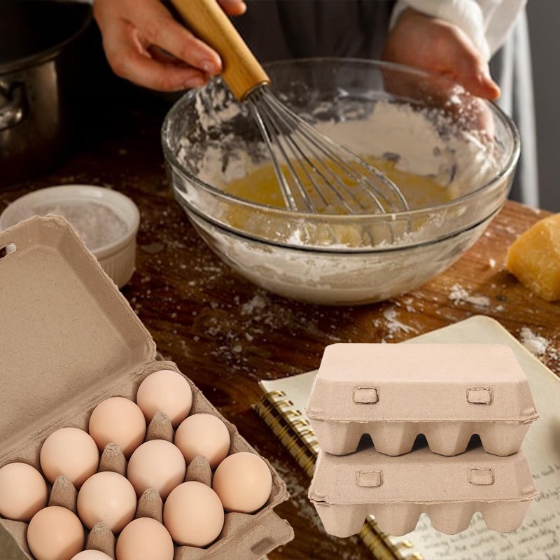 Ccuiicy 20 Pack Egg Cartons Bulk, 3x4 Style Reusable Empty Natural Paper Pulp Egg Cartons, Sturdy Design Egg Holder Containers for Fresh Chicken Eggs