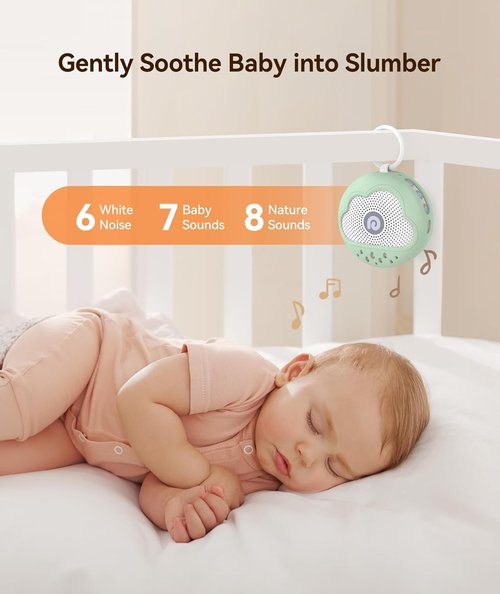 Dreamegg White Noise Machine - Portable Sound Device with 21 Soothing Sounds & Safe Silicone Cover | Ideal for Baby Sleep (Green)
