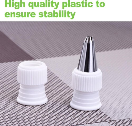 Couplers for Piping Bags by Skiennix - 12 Pcs Plastic Cake Decorating Set | Standard Icing Tips, 1.2 x 1 Inch