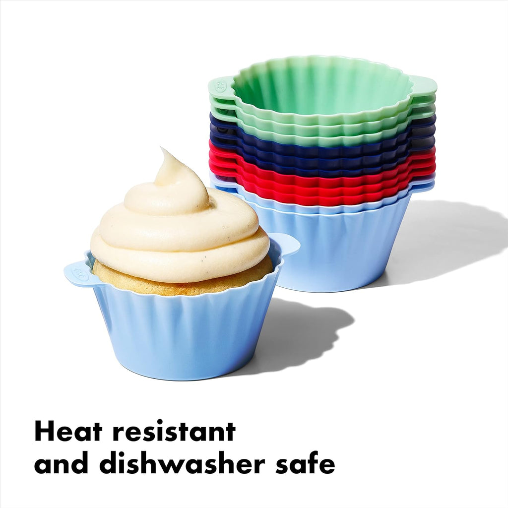OXO Good Grips Silicone Baking Cups - Reusable, BPA-Free, Non-Stick | Pack of 12 Muffin & Cupcake Liners
