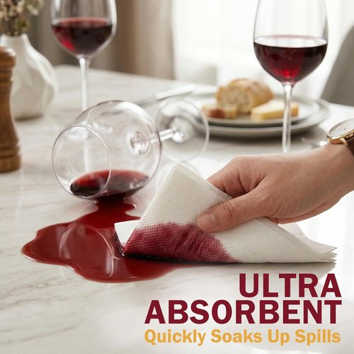 JINVOGREEN 1000 Count White Paper Napkins - Soft & Absorbent 1-Ply Dinner Napkins | 6.5 x 6.5 Folded for Events