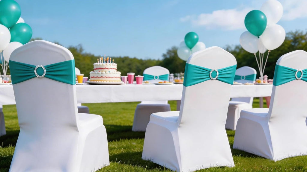 Skiennix 50 Pack Dark Turquoise Chair Sashes - Elegant Teal Bows with Buckles for Weddings & Events