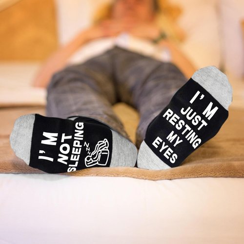 Dealswin Funny Socks for Dad - Perfect Birthday or Father's Day Gift | "I'm Not Sleeping, Just Resting My Eyes" Design