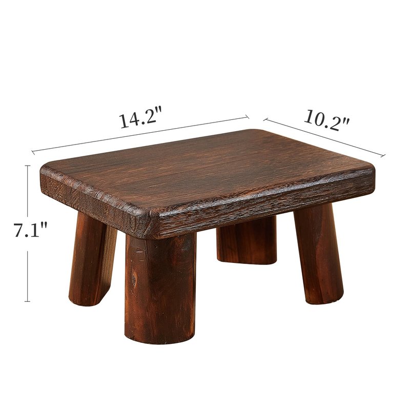 GZQWDC Wooden Foot Stool,Kids Stool,Small Bench,Wooden Steps,Kitchen Step Stool,Wood Plant Stand (14.2"x10.2"x7.1")