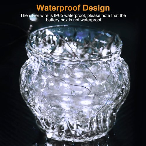 Btfarm 12 Pack Fairy Lights - Battery Operated 20 LED Twinkle String Lights | Waterproof Silver Wire for Mason Jars & Wedding Decor, Cold White