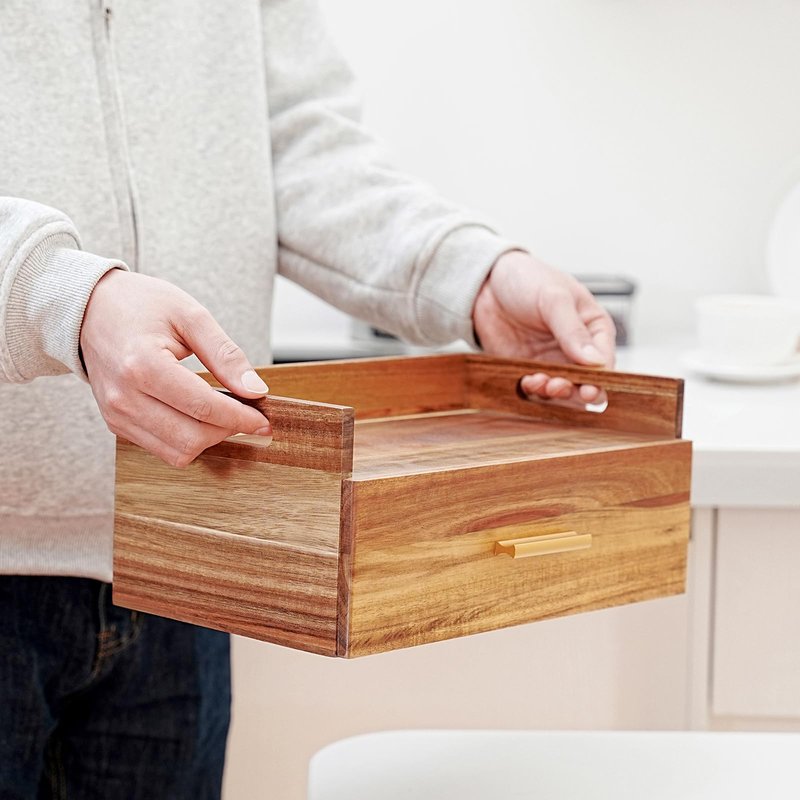Balaipor Acacia Wood Tea Bag Organizer, Wooden Tea Bag Storage Box Holder with Drawer for Kitchen Office Tea Bar Countertop