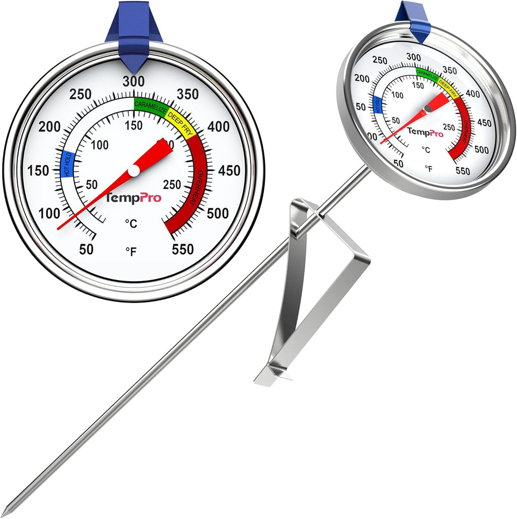 TempPro Candy Thermometer - 9" Long Probe with Pot Clip for Frying, Chocolate & Caramel Cooking