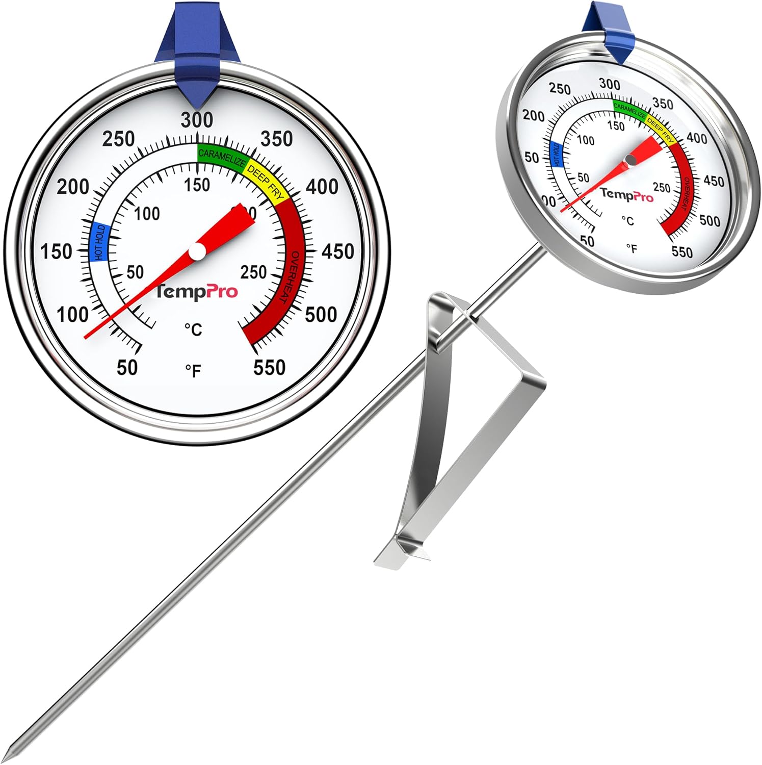 TempPro Candy Thermometer - 9" Long Probe with Pot Clip for Frying, Chocolate & Caramel Cooking
