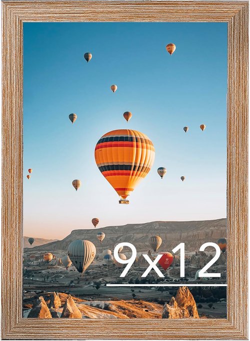 JCJMY 9x12 Rustic Brown Picture Frame - Versatile Wall Hanging for Horizontal or Vertical Display