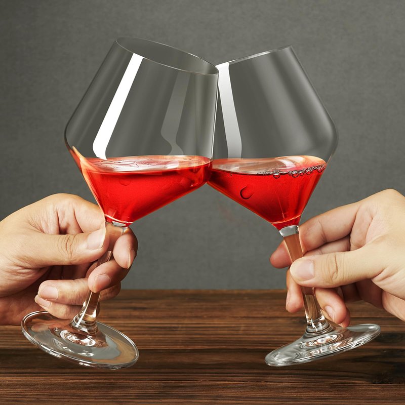 FrutPunch Hand-Blown Crystal Wine Glasses Set of 2, 16OZ, Long Stem Glasses for Red and White Wine, Christmas and Wedding Gifts (2)