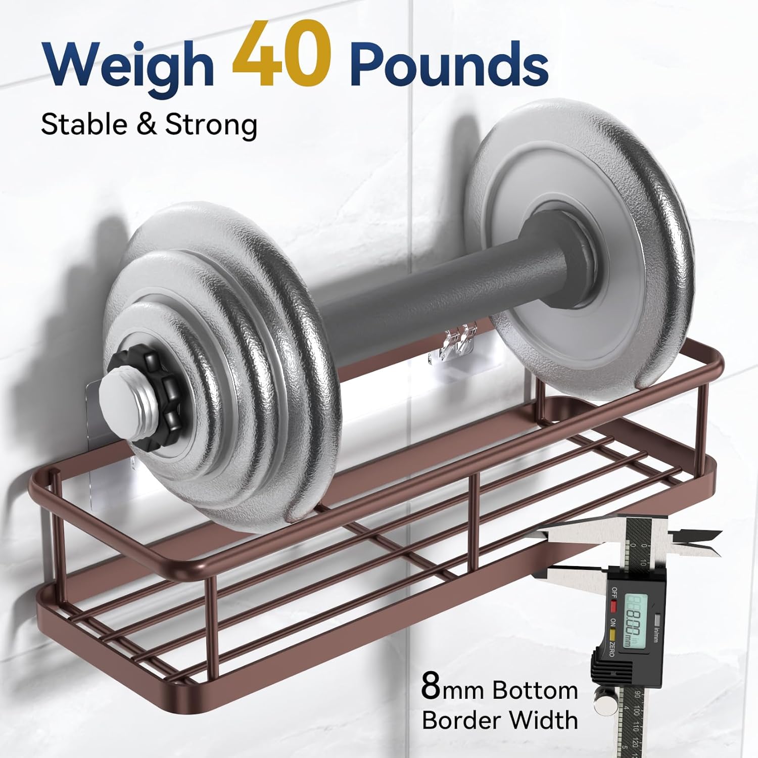 YASONIC Shower Caddy - Rustproof Organizer with Large Capacity Shelves | 3 Pack with Soap Holder & 12 Hooks in Bronze