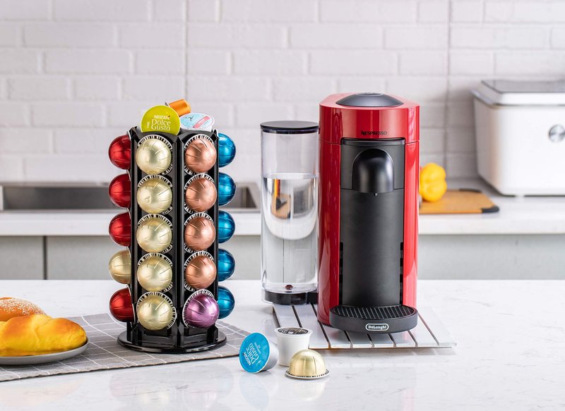 Rice rat for Nespresso Vertuo Coffee Pods Stand Carousel Storage Holder for 30 Capsules with 360-degree Silent Spins, Coffee Pod Carousel Holder Black (38+ Pods)