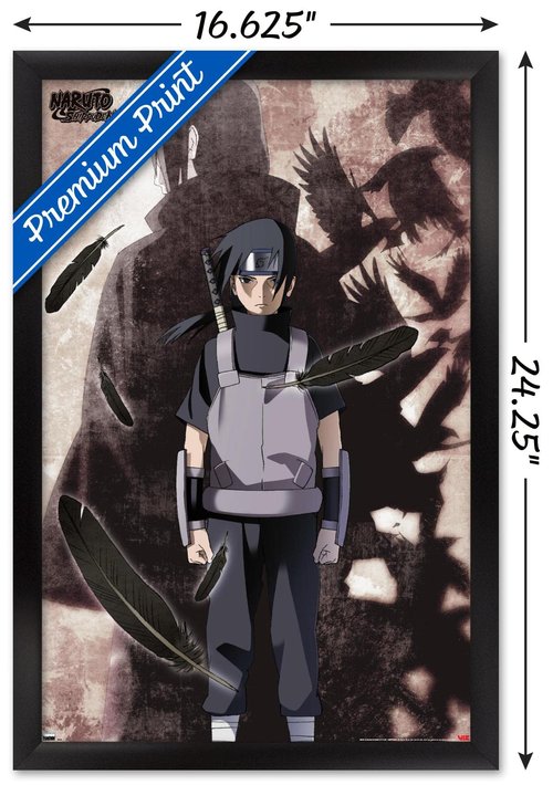 Naruto Shippuden - Itachi Uchiha Wall Poster, 22.4L" x 14.7W", Black Framed Version