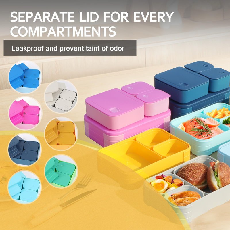 GPREESUS Lunch Box for Kids – BPA-Free, 3 Compartment Leak Proof Bento Box for Backpacks, Microwave & Dishwasher Safe, Food Storage Container for Work, Daycare, School & Travel(Blue)