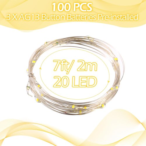 Hortsun Fairy Lights - 20 LED Battery Operated String Lights | 7 Ft Mini Waterproof Twinkle Lights for Weddings & Parties (Warm White)