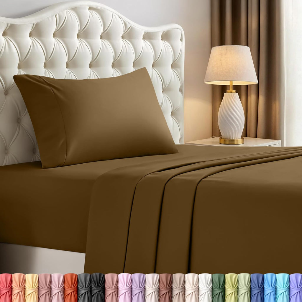 Utopia Bedding Twin Sheet Set - Soft & Breathable Microfiber, 3-Piece Bed Sheets, Oeko Tex Certified (Mocha)