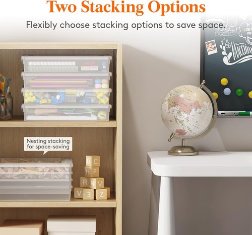 Lifewit 4-Pack Paper Organizer Storage - Multi-Purpose Plastic File Box with Latching Lids | Clear, 32 x 23 cm