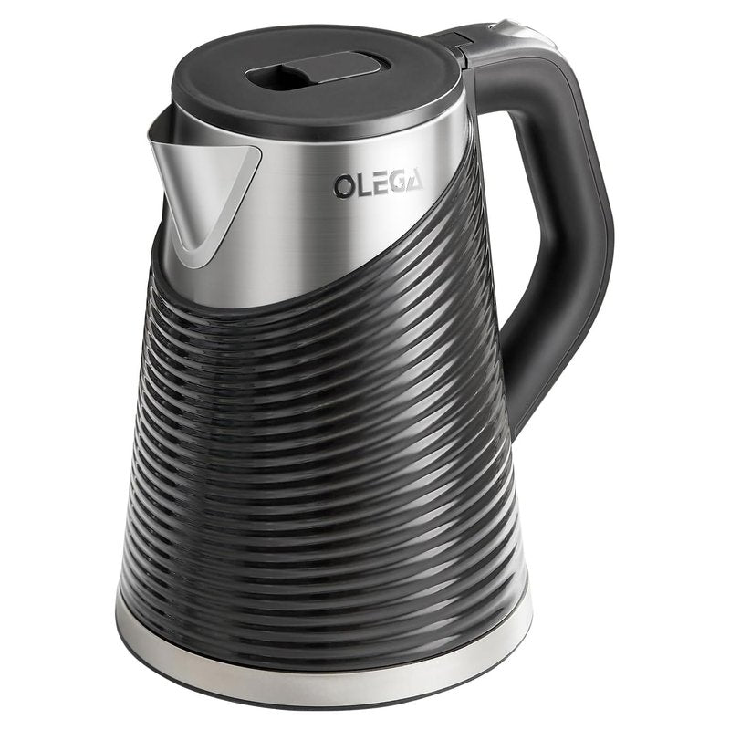 OLEGA Electric Kettle - 1500W Electric Tea Kettle 1.8L Stainless Steel Inner Electric Kettles for Boiling Water Auto Shut Off Boil-Dry Protection Electric Water Kettle for Coffee Tea (Black + Silver)