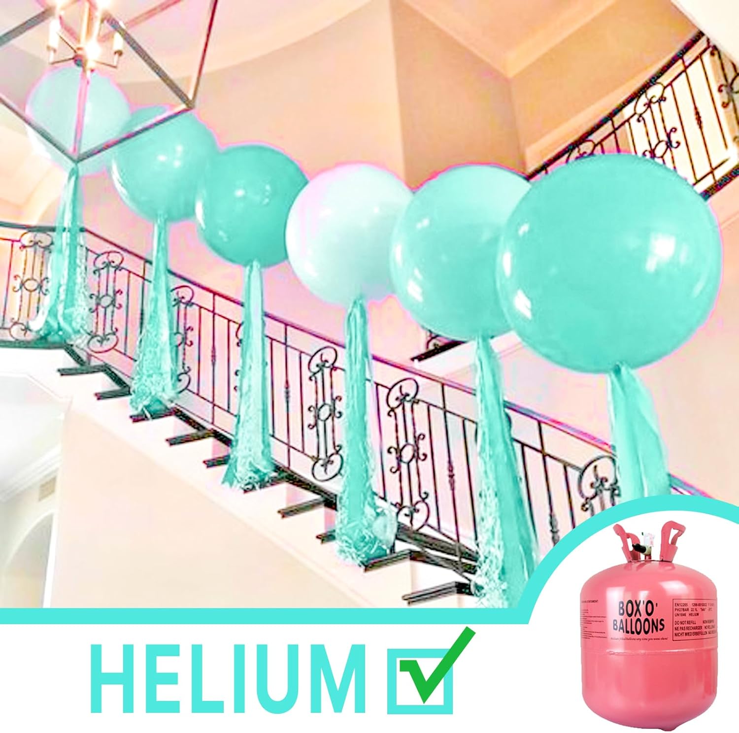PartyWoo Teal Balloons - 36 Inch Turquoise Latex Balloons for Baby Showers & Celebrations