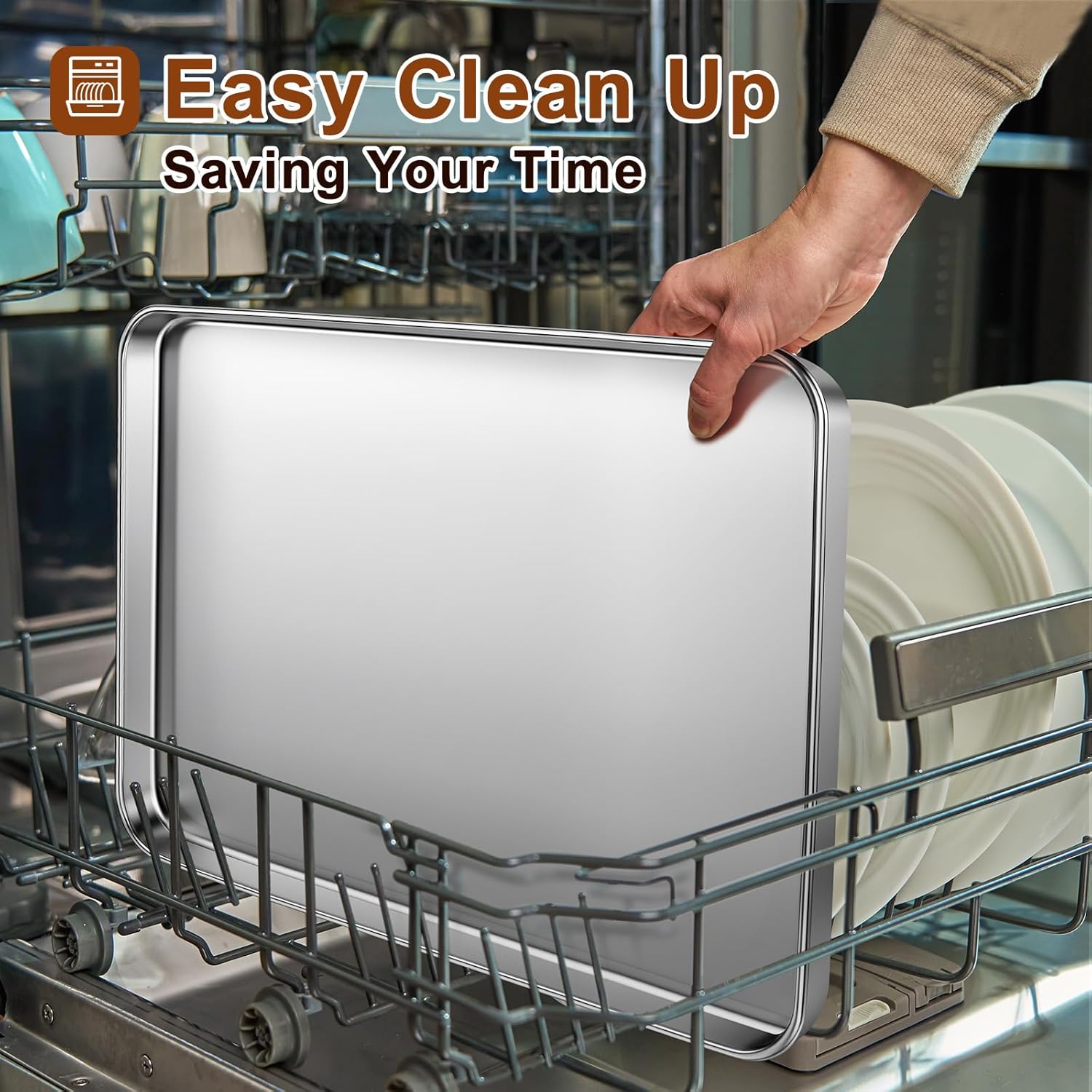 Skiennix Extra Large Stainless Steel Baking Sheet - Nonstick, Heavy Duty & Dishwasher Safe (20" x 14" x 1")