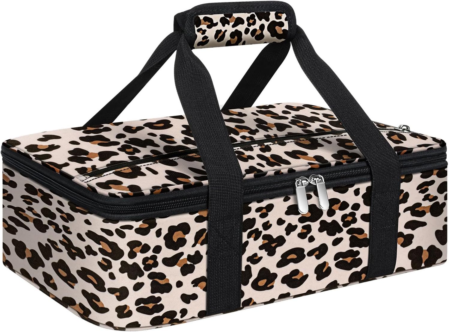 Skiennix Insulated Casserole Carrier - Portable Hot & Cold Food Tote Bag | Fits 9" x 13" Dish - Leopard Print