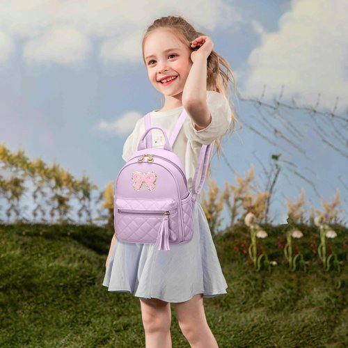 I IHAYNER Mini Backpcak for Girls Small Bowknot Quilted Leather Backpack Purse for Women Cute Trendy Stuff Gifts for Kids (Dark Pink)