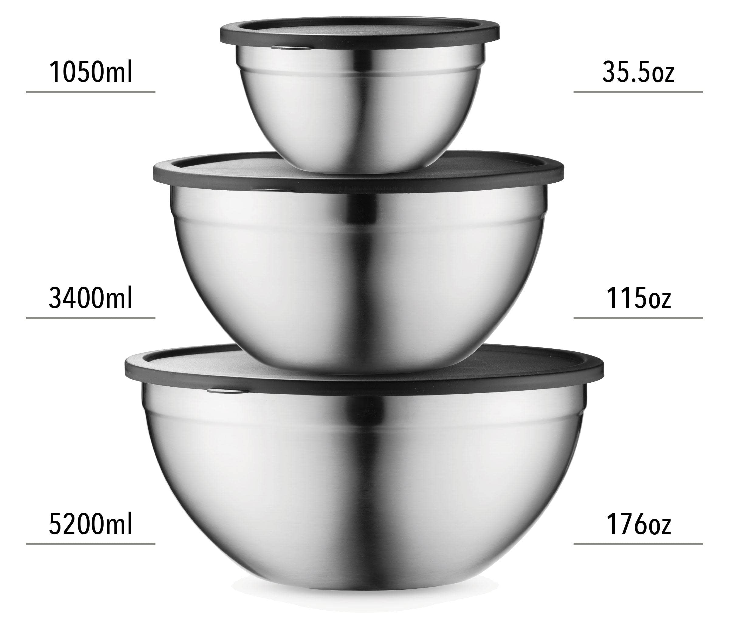 Table Concept Mixing Bowls with Airtight Lids, Stainless Steel Nesting Bowl Set for Space Saving Storage, Ideal for Cooking, Baking, Prepping & Food Storage